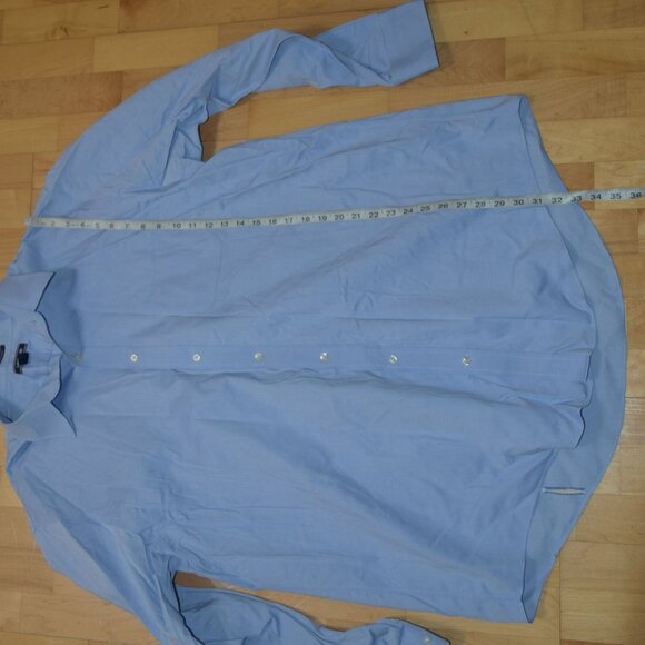 LANDS' END Men's 18.5 - 37T Traditional Fit No Iron Supima Pinpoint Dress Shirt - Picture 5 of 7